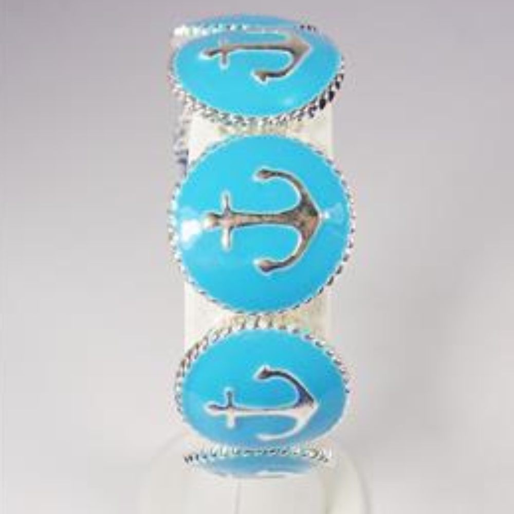 NAUTICAL SKY BLUE ANCHORS SEA LIFE BOAT BRACELET